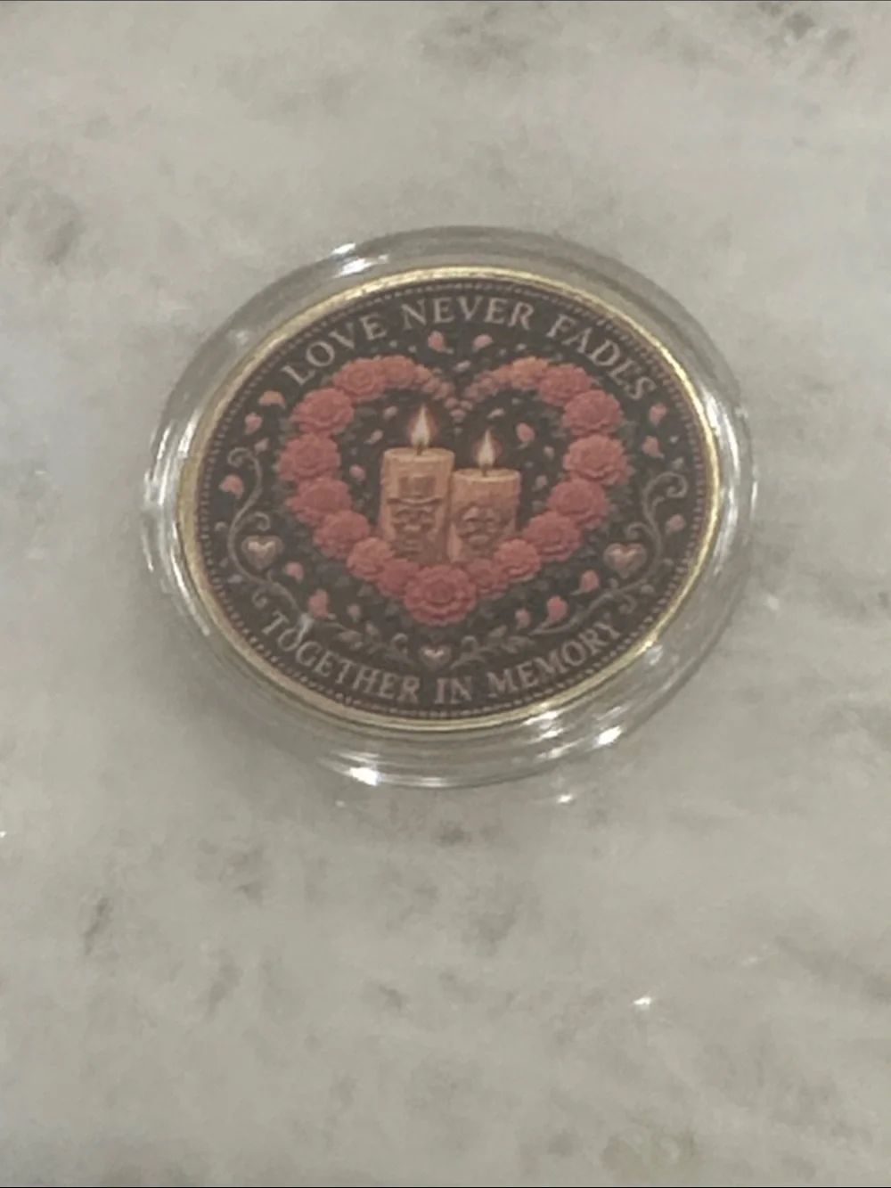 Day of the Dead 'Love Never Fades' Decorative Coin - Black & Gold